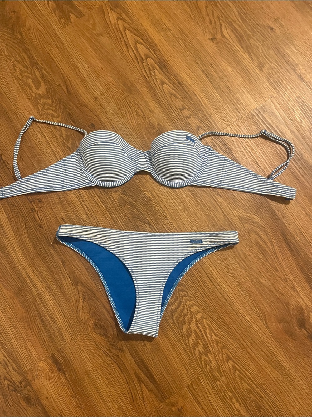 triangl swimwear Blue & White Striped Bikini Set